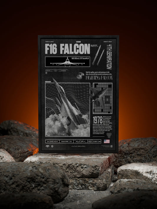 F16 Falcon Fighter Jet Poster - Matte Finish - Blackout